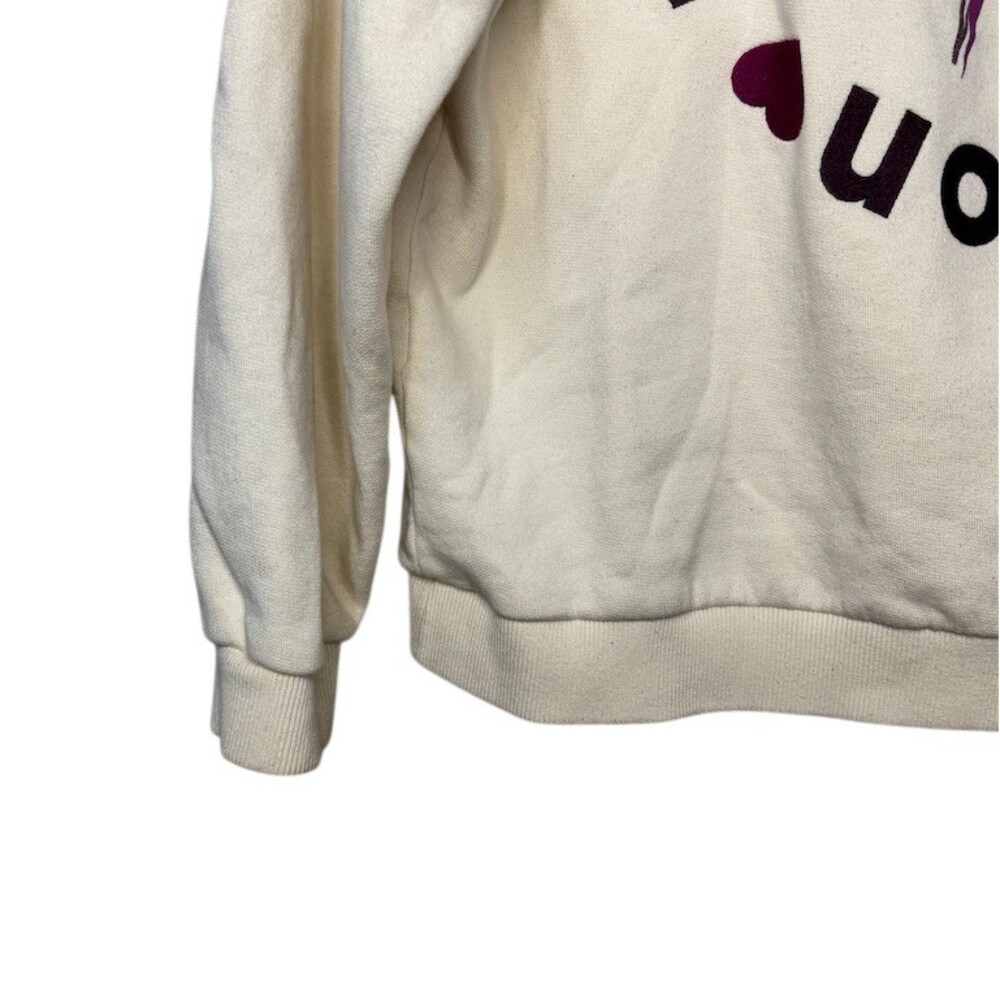 Noon Sweatshirt Womens S Ivory Pullover Crewneck Purple Heart Lightning - Picture 6 of 8